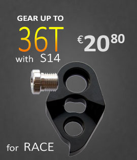 BD-s 14 - Race adaptor, Verhoogt de capaciteit van een cassettes met een low cage achterderailleur BD-s 14 - Race adaptor, Verhoogt de capaciteit van een cassettes met een low cage achterderailleur